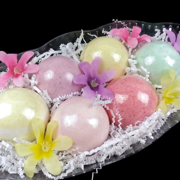 Handmade 6 Luxury Bathbombs Gift Basket Bath Set Fruit Assortment - Picture 2 of 4